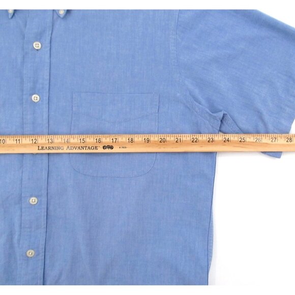 Vintage 90s Britches of Georgetowne Shirt Mens Medium Blue Chambray Button Down - Picture 8 of 11